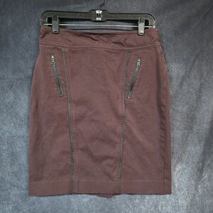 Ann Taylor Dark Burgundy Pencil Skirt with Zipper Details